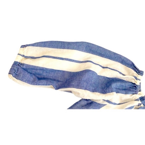 Young Fabulous & Broke Blue & White Stripe Off The Shoulder Globe Top, Size SM - Picture 7 of 12